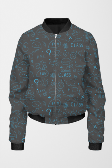 Classic Doodle Bomber Jacket for Women